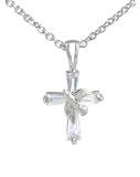 Sterling Silver CZ Cross and Dove with Link Chain