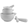 White Ceramic Mortar & Pestle, Set of 3