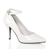 4 Inch Sexy Classic Pump Shoes Ladies High Heel Shoes Evening Shoes Ankle Strap White... by SummitFashion