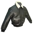 Black Leather Men's Bomber Jacket