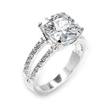 Designer Inspired CZ Rings - 3.5 carat Sterling Silver Cushion Cut CZ Engagement Ring