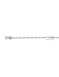 14k Solid White Gold Singapore Rope Chain Necklace 1.00mm 16"