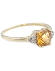 10k Yellow Gold, November BirthStone, Citrine and Diamond Ring