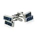 Swarovski Stacked Crystal Cufflinks in Dark Blue