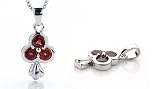 Round Cut Garnet Three-Stone Pendant Sterling Silver
