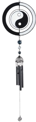 Wind Chime Black Coated With Gems Ying Yang Hanging Decor Collection Wind Chime Black Coated With Gems Ying Yang Hanging Decor Collection