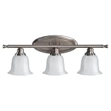 Murray Feiss VS11303-BS Three-Light Garrett Collection Vanity Strip, Brushed Steel with Cream Snow Glass Shades thumbnail