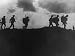British Soldiers Silhouetted Along a Ridge During the World War I Battle of Mons Photographic Poster Print, 40x30