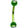 Green Anodized Titanium Gem Ball Eyebrow Ring