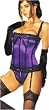 Purple or Blue Gothically Chic Stretch Satin Corset. Perfect for Valentines, Clubbing and More! Stockings and Gloves not included