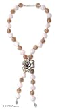 Quartz necklace, 'Chrysanthemum' 0.6 W 18.9 L