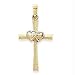 14k Two Tone Cross Pendant with 2 Hearts