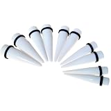 Jumbo Ear gauging taper ear stretching set. Large white acrylic 10 piece Sizes 1/2", 9/16", 5/8", 11/16", 13/16"