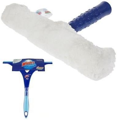 Windex Window Glass Washer Set Shower Sweep Squeegee & Microfiber Handle Head