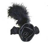 Black Flapper Feather and Rose Headband