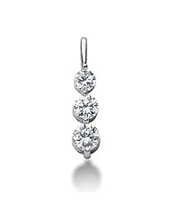 Three Stone Round Brilliant Diamond Pendant in 14K White Gold