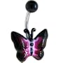 Black Pink Spring Buttefly Belly Ring