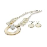 Eve's Addiction White Disc Necklace & Earrings- CLEARANCE- FINAL SALE