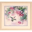 Dimensions Hummingbird & Fuchsias Stamped Cross Stitch Kit