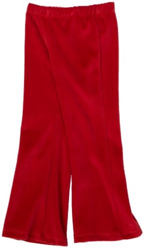 Flap Happy Little Girls' Velour Solid Boot Cut Pant,Red,6