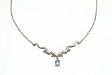 Image of 9ct White Gold Diamond and Blue Topaz Ladies Necklace