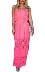Strapless Lace Chiffon Summer Full Length Maxi Dress 