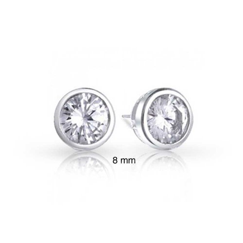 Bling Jewelry 925 Silver Bezel Set Round Cut CZ Unisex Stud Earrings
