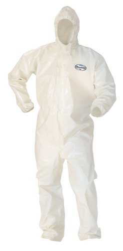 Kimberly-Clark KleenGuard A80 Saranex Chemical Permeation and Jet Liquid Protection Coverall with Hood, Disposable, Elastic Cuff, Taped Seams (Case of 12)