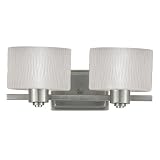 Quoizel PF8602ES Pacifica 6-1/2-Inch Bath Bar with Two Lights with Opal Etched Glass, with Wave Pattern, Empire Silver Finish
