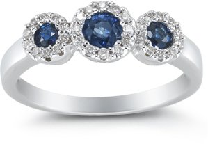 Three Stone Sapphire and Diamond Ring