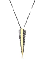 Elizabeth and James "Audubon" Sterling Silver and Plated 23K Gold Feather Long Pendant Necklace