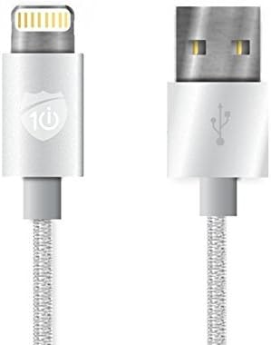 i10 Power Series Apple MFI Certified 6 ft Nylon Braided Lightning Cable for iPhones and iPads (Silver 3 Pack)