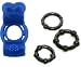 Hustler Novelties Twice The Love Blue Vibrating Cock Ring Male Sex Toy Kit