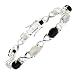 Genuine Opal & Onyx Sterling Silver Bracelet