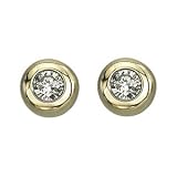 1/10 Carat Diamond 14k Yellow Gold Bezel Set Stud Earrings (SI / GH)