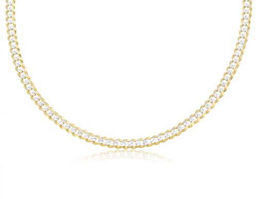 14K Solid Yellow Gold White Pave Cuban Curb Link Bracelet 5mm Wide 8