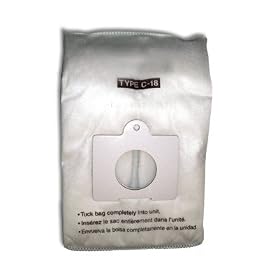 Panasonic Type C-18 Micro-Allergen Cloth Bags 4-Pack, Compare with Panasonic Part# AMC-J3EP Canister Replacement Bag for MC-CG885