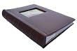 Deluxe Leather Photo Album with Faux Suede Interior Lining - Stores 300 Pictures, Brown