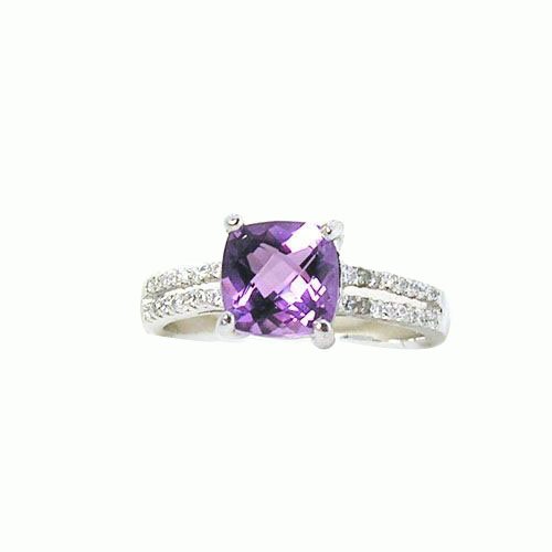 1.85ct Genuine Natural Amethyst Gemstone and Diamond 10k White Gold Ring(Limited Edition-Last One)