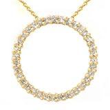 14k Yellow Gold, Circle Diamond Pendant/ Necklace (1.00 ctw)