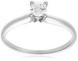 10k White Gold Round Solitaire Diamond Engagement Ring (1/3 ct, J-K Color, I2-I3 Clarity), Size 7