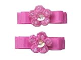 Crocheted Daisy w/sequins on Snap Clip, Navy