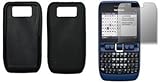 Solid Black Silicone Gel Skin Cover Case + Screen Protector for Nokia E63