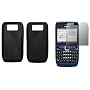 Solid Black Silicone Gel Skin Cover Case + Screen Protector for Nokia E63