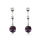 14k White Gold Amethyst and Diamond Dangle Earrings.