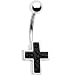 Austrian Crystal Black Cross Belly Ring