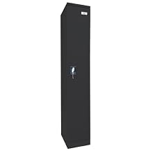 Sandusky Lee KDCL7212/1-09 Black Powder Coat Paint Steel SnapIt Full Length Locker, 72" Height x 12" Width x 18" Depth, 3 Shelves