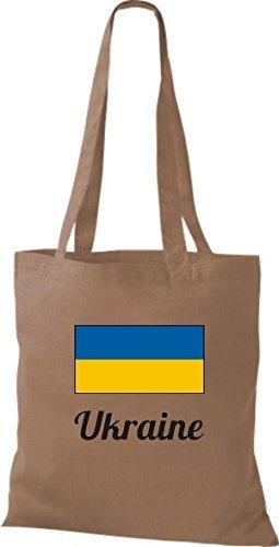 ShirtInStyle Stoffbeutel Baumwolltasche Länderjute Ukraine Ukraine Farbe Hellbraun