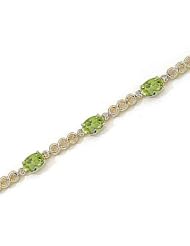 14kt Yellow Gold Oval Peridot and Diamond Bracelet