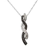 31AbgrJpT9L. SL160  Sterling Silver 1/4ct Black and White Diamond Twist Necklace (GH, I1 I2)